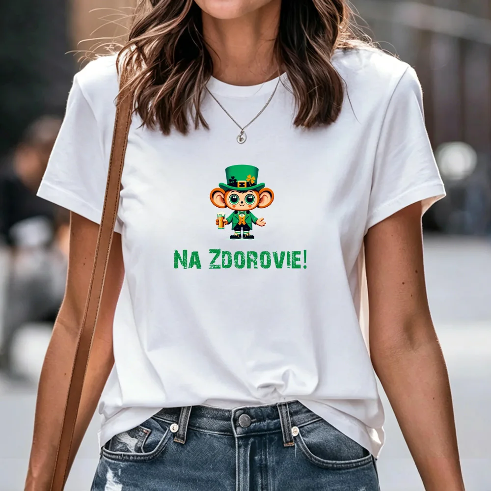Na Zdorovie Cheburashka Graphic Top Unisex Russian Irish St Patricks Drinking Cartoon Print Cotton Shirt Sweatshirt