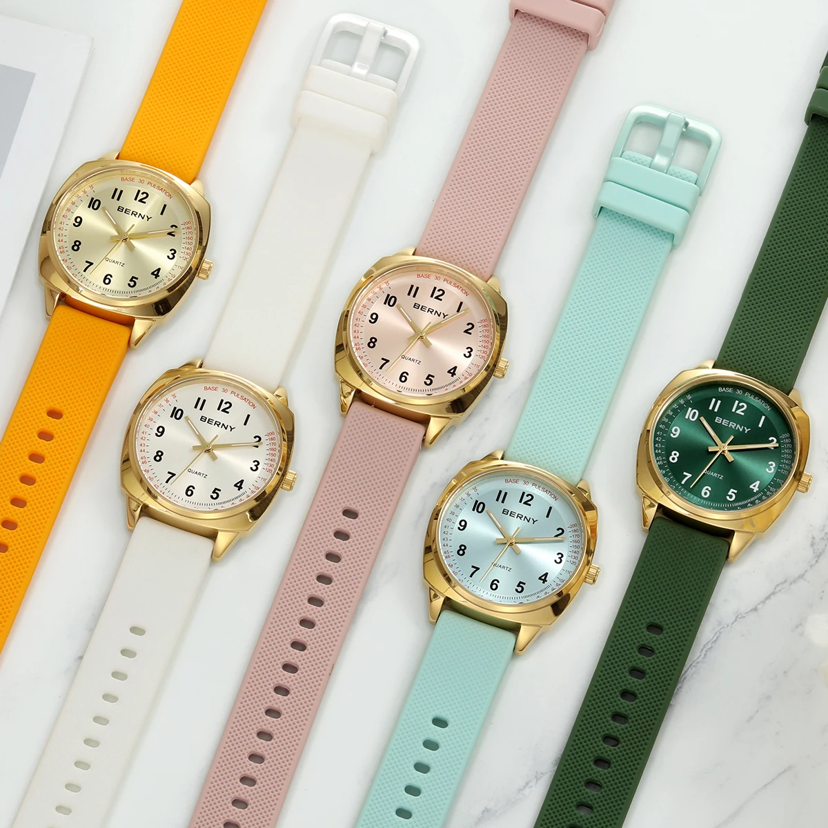 BERNY Damen-Armbanduhr, leuchtend, lässig, schlicht, Damen-Quarzuhr, S/S, weiches Silikonarmband, leicht ablesbar, modische Damen-Armbanduhr – Detail 9