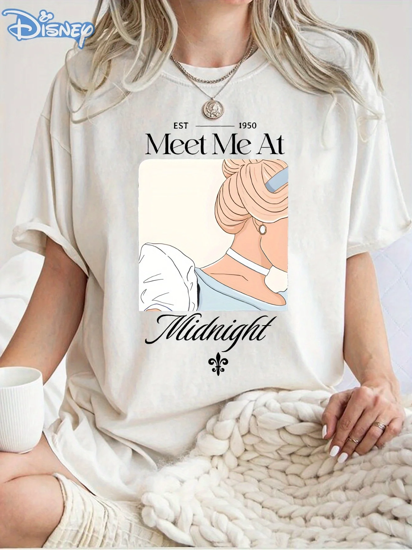 

Disney Cinderella "Meet Me At Midnight" Graphic Women'S T-Shirt - 180g Premium, Soft Breathable Summer Tee with