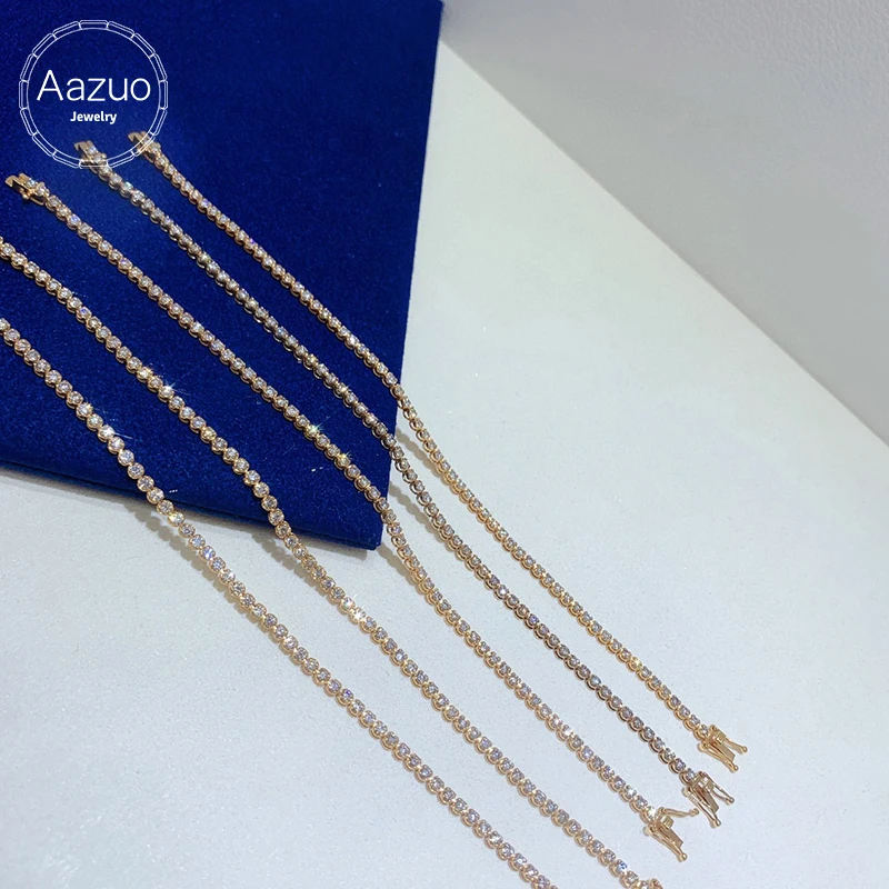 

Aazuo Luxury 18K Yellow Gold Real Diamonds 2.0ct High Quality Tennis Bracelet For Woman Upscale Trendy Wedding Engagement Party