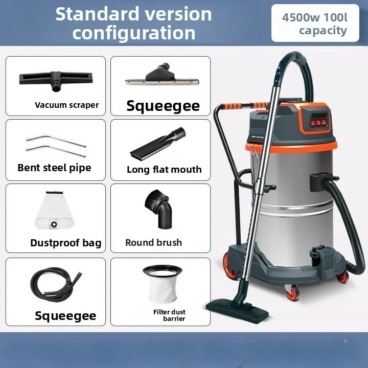 Electric Industrial Commercial Wet/Dry Vacuum Cleaner-4500W Copper Core Motor 360° Heat Dissipation Dust Extraction