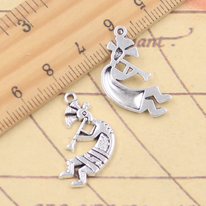 20pcs Charms Native Kokopelli 26x13mm Antique Silver Color Pendants Making DIY Handmade Tibetan Finding Jewelry