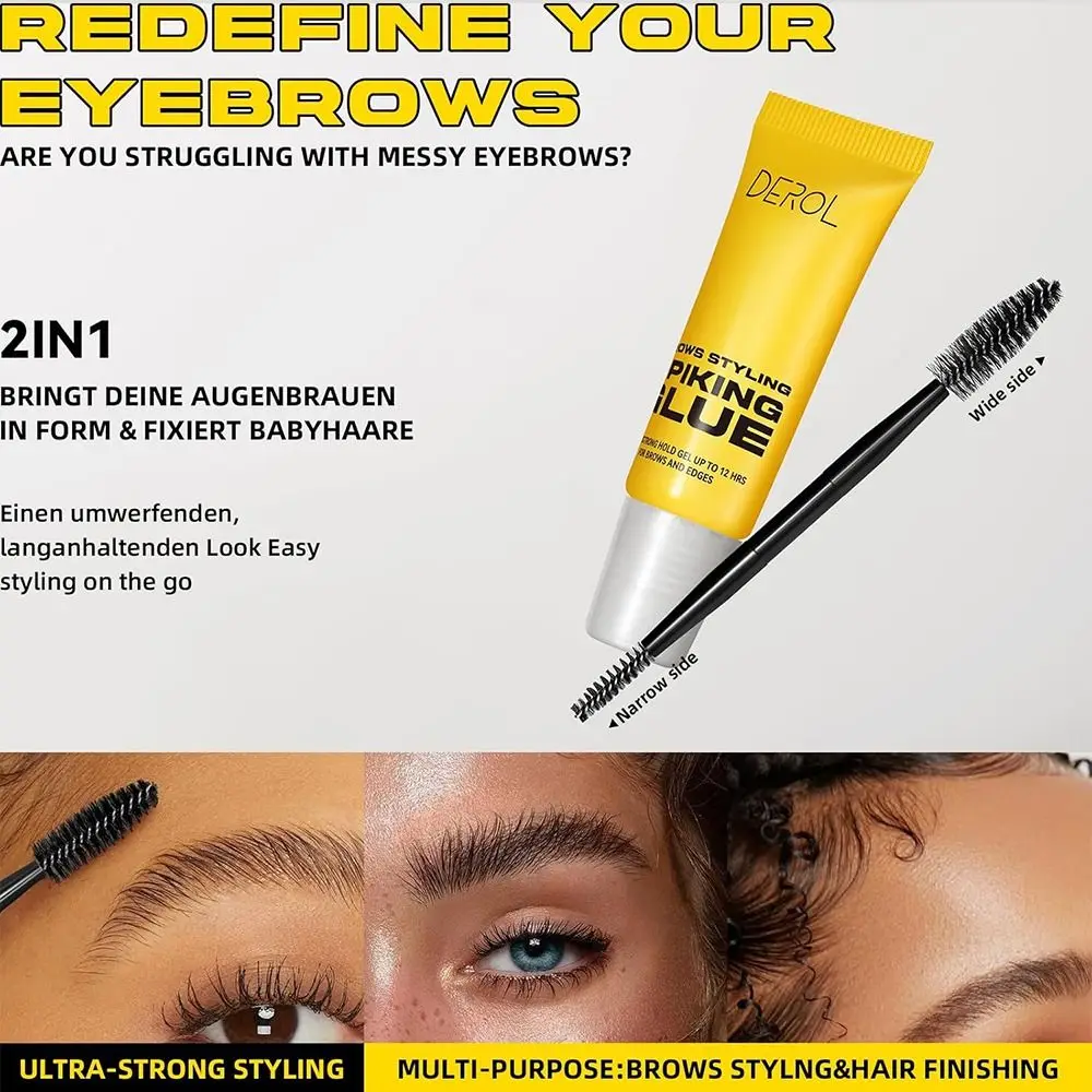 Waterproof Brow Styling Spiking Glue Long Lasting Sweat-Proof Clear Eyebrow Setting Gel Quick Drying Natural Brow Fix Gel