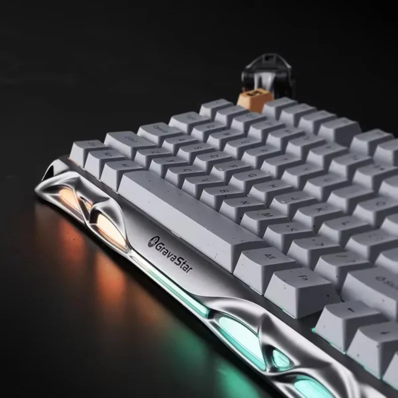 GravaStar K1 Pro 75% Teclado mecânico sem fio para jogos com interruptores lineares com retroiluminação RGB e moldura