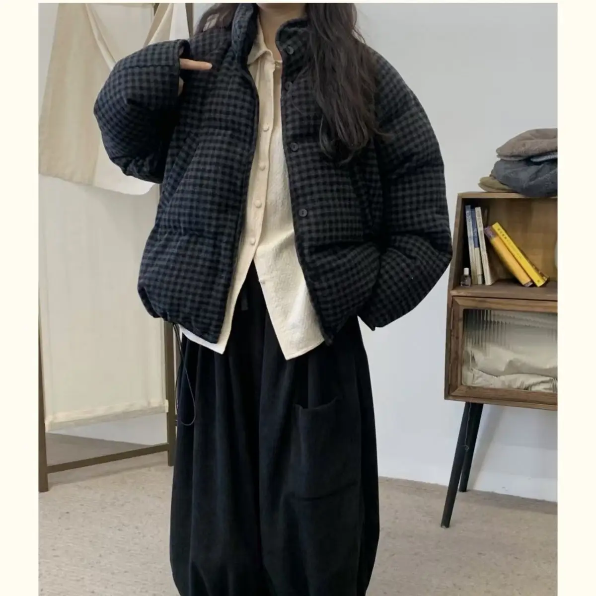 

Thickened Plaid Jacket Women's Winter High-end Chic New Cotton-padded Clothes Niche Down Cotton-padded Clothes