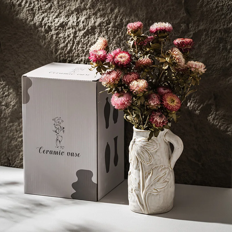 2025 New Wabi-Sabi High-End Vintage Ceramic Hydroponic Flower Vase Sophisticated French Decors Minimalist Decorative Vases