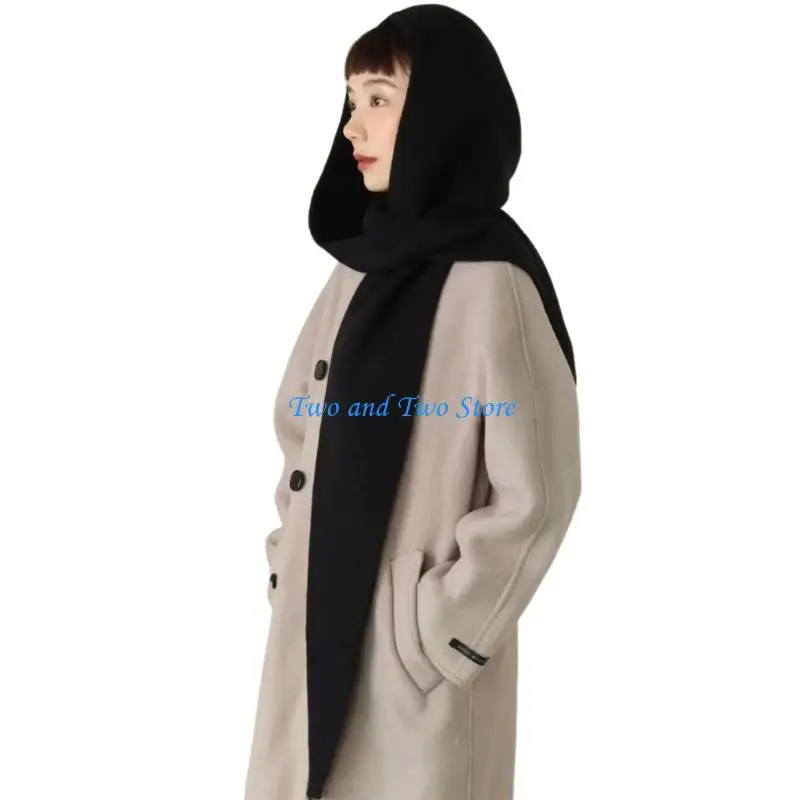 

HX6F Wool Balaclava Scarf Winter Shawl For Women Cozy Oversized Neck Wrap