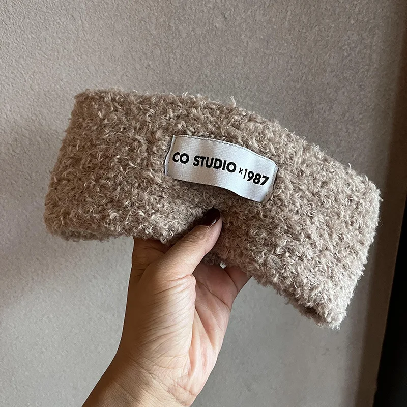 

1Pcs Teddy Velvet Knitted Headband Women's Autumn and Winter Daily Fashion Wearing Strap Headband Wide Edge Ear Protection Warm