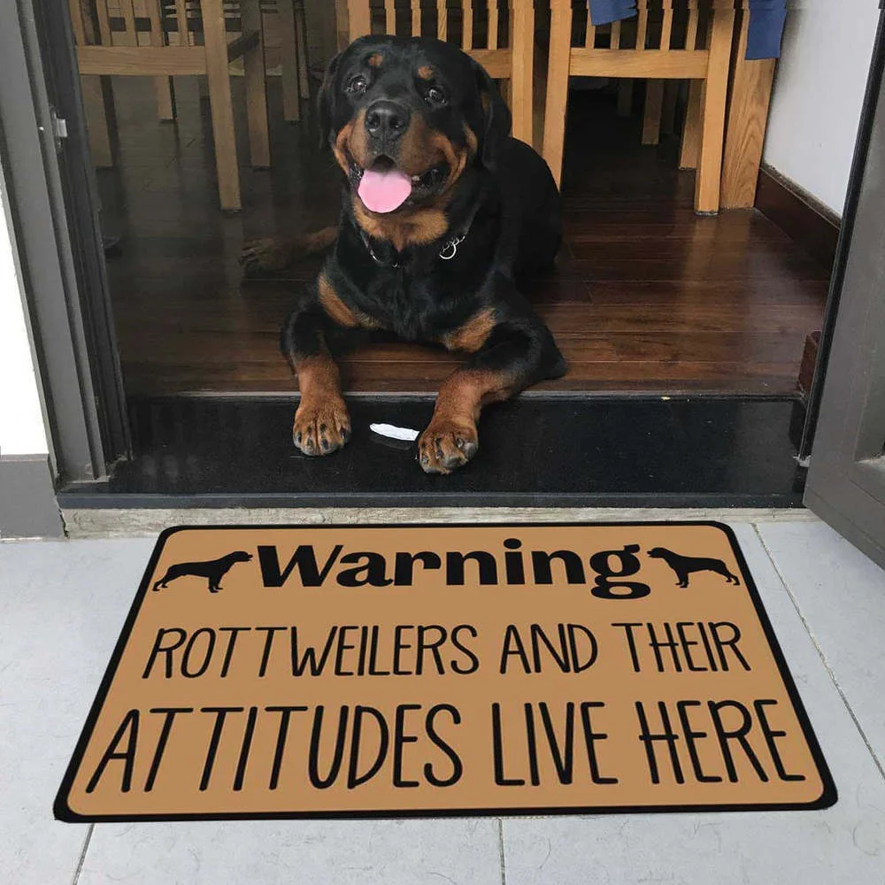 CLOOCL Popular Doormat Rottweilers and Their Attitudes Live Here Doormat Anti-Slip Absorbent Door Mat Bedroom Mat Drop Shipping