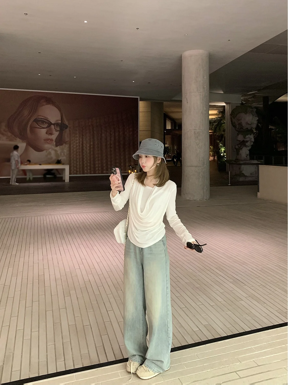 

Chen Wenwen Xenl Dreamy Denim High Waist Straight Leg Light Blue Retro Korean Style Women's Jeans Breathable Cotton Spring Su...