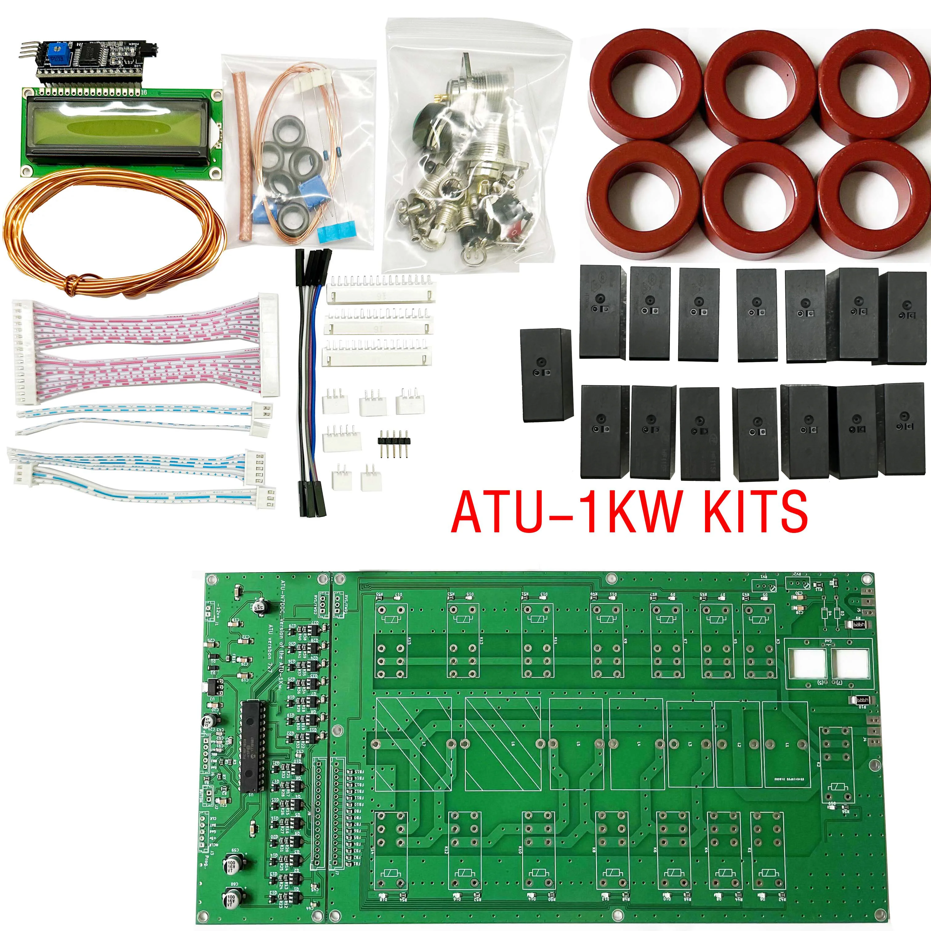ATU-100 Update Full Kit ATU-1000 ATU1000 ATU-1KW ATU1000W Automatic Antenna Tuner 7x7 by N7DDC 3.2Firmware Programmed with LCD