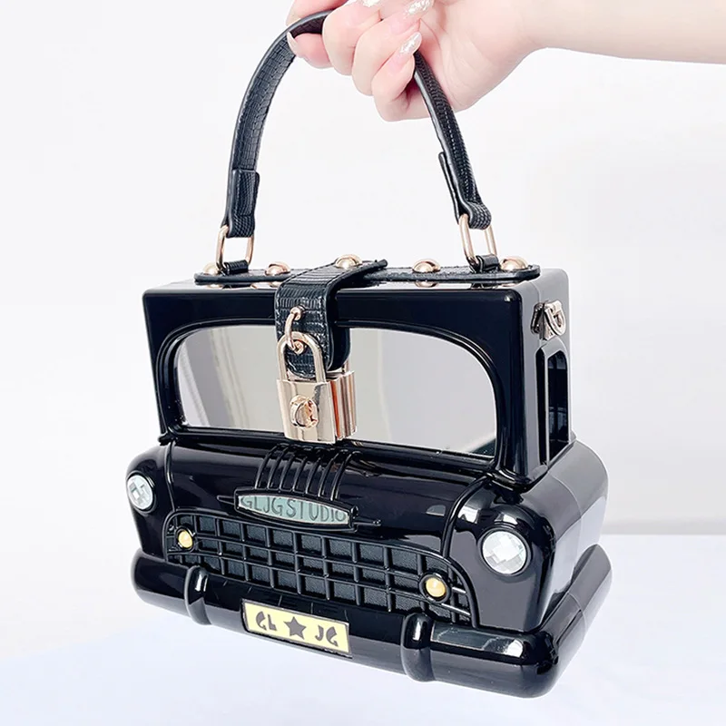 Black Car Shape Women Handbag Shoulder Bag Acrylic Box Style Purse Crossbody Bag Female Party Clutch Designer Evening Bag 2022