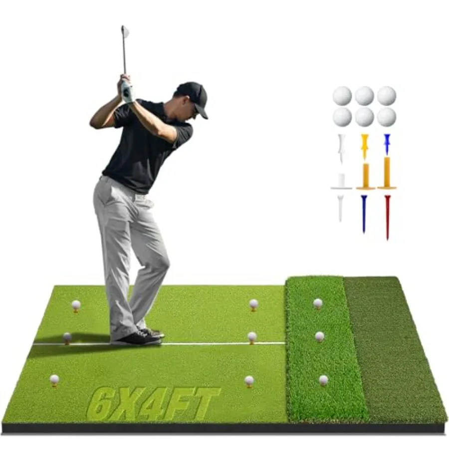 

Golf Hitting Mat 6x4ft Golf Mats Practice Indoor Outdoor with 20mm EVA Base Golf Practice Mat with 9 Hitting Holes Ideal for Al