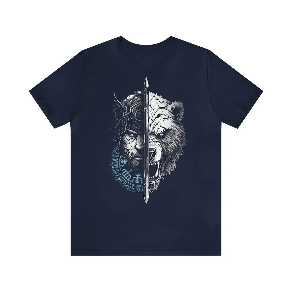 Berserk Bear Warrior 's Runes Nordic Compass Valhalla T-Shirt 100% Cotton O-Neck Short Sleeve Casual Mens T-shirt Size S-3XL