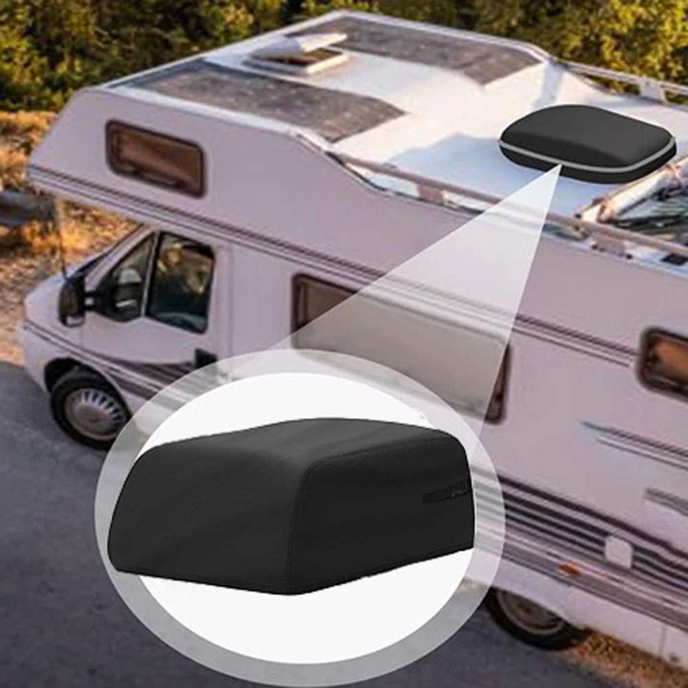 Winter Storage Black RV Air Conditioner Trailer AC Cover 600D Oxford Cloth Waterproof Protection Dustproof Design UV Resistant