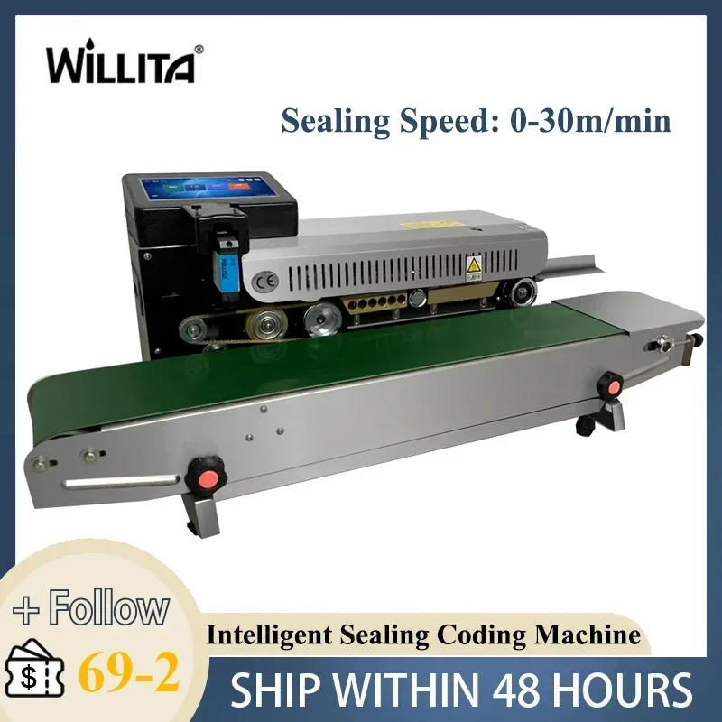 

WILLITA Intelligent Sealing Coding Machine Smart Sealing Inkjet Printer 0-30m/min High Sealing Speed with Plastic Bag Sealer