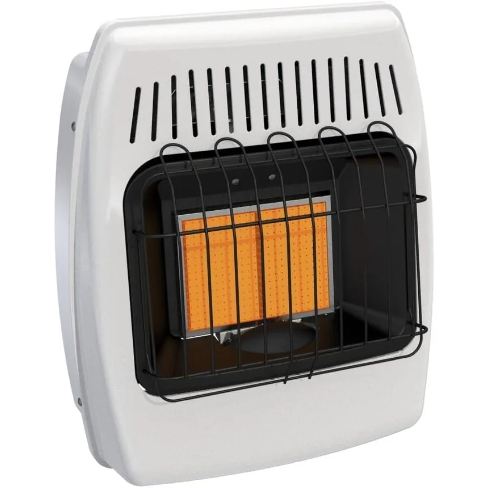 12,000 BTU Propane / Natural Gas Wall Heater for Indoor Use - Dual Fuel, Vent-Free, white