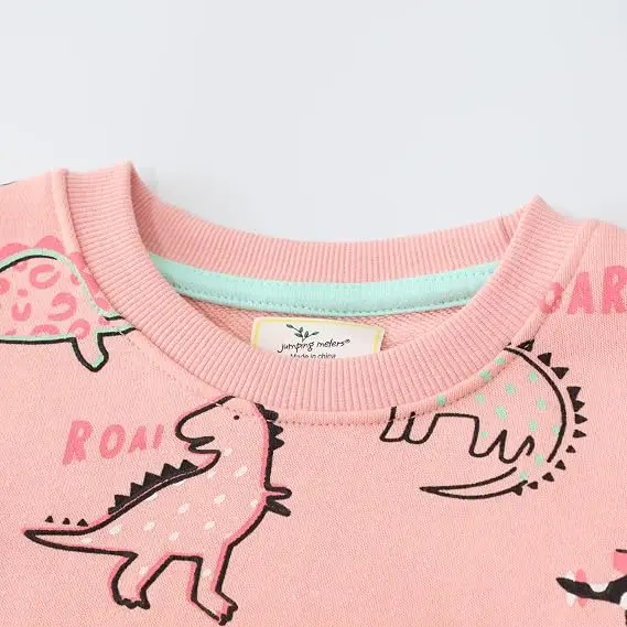 Little Hand Kids Girls Pullover Sweatshirt Cartoon Dinosaur Print Winter Clothes Casual Long Sleeve Shirts for 2‑7Y