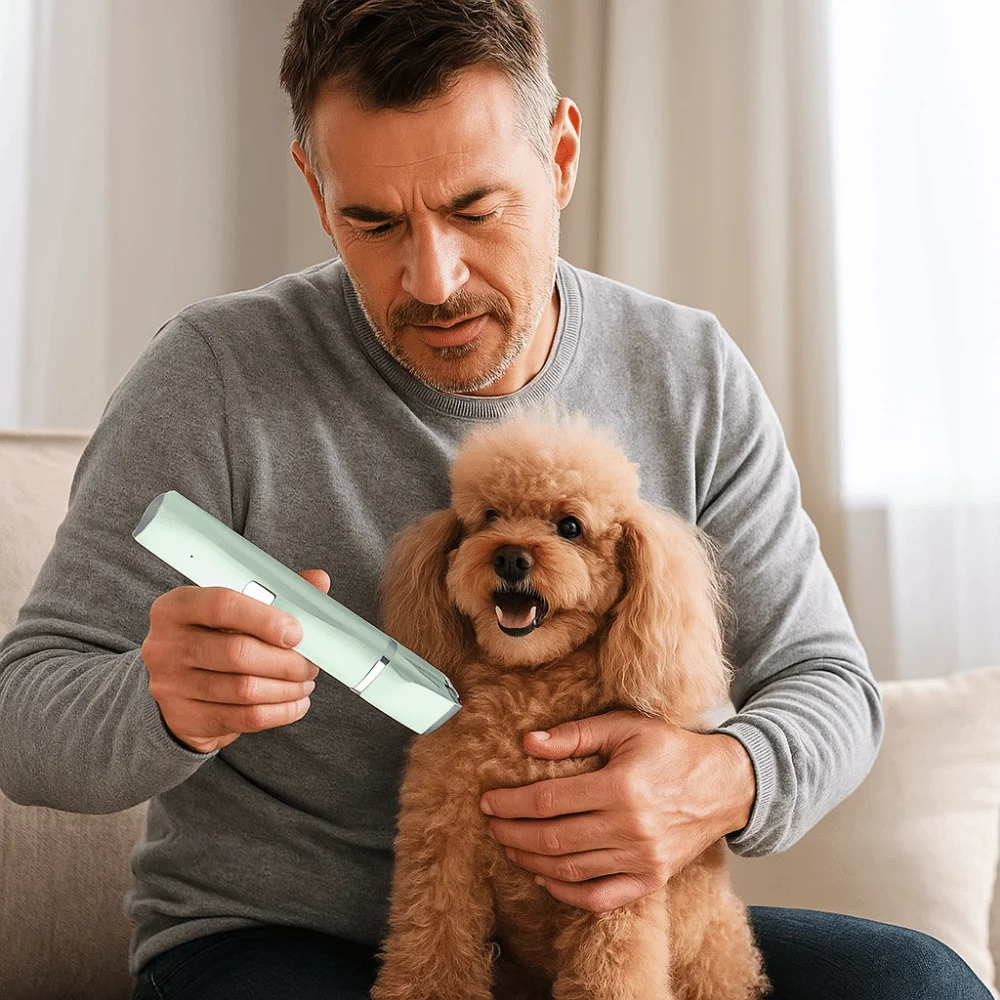 

4 Different Blades Cordless Pet Trimmer USB Rechargeable Low Noise Cordless Pet Shaver Waterproof Safe