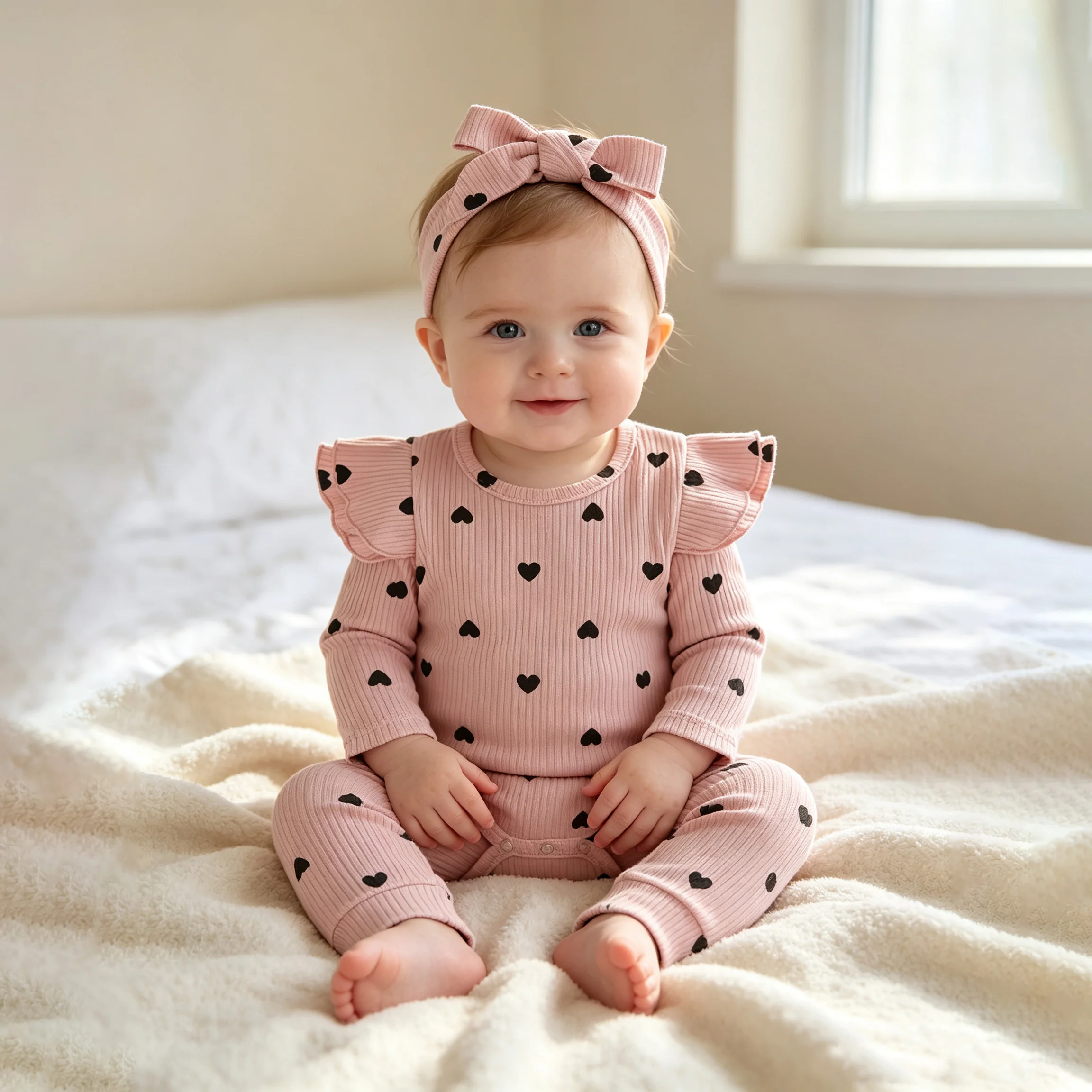 3Pcs Baby Mädchen Outfit Set Neugeborenen Kleinkind Kinder Kleidung Set Baby Mädchen Spitze Rüschen Baumwolle Body + Hosen + stirnband Kleidung