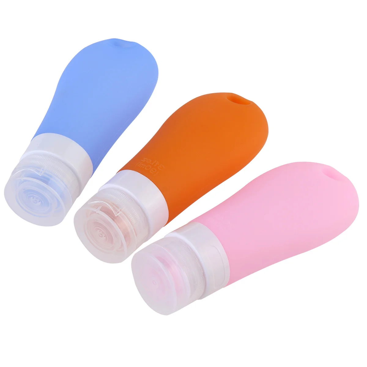Bottiglie da viaggio da 3 pezzi Bottiglie riutilizzabili in silicone per lozione Shampoo Crema Contenitori da viaggio antigoccia ad ampia apertura Bottiglia riutilizzabile