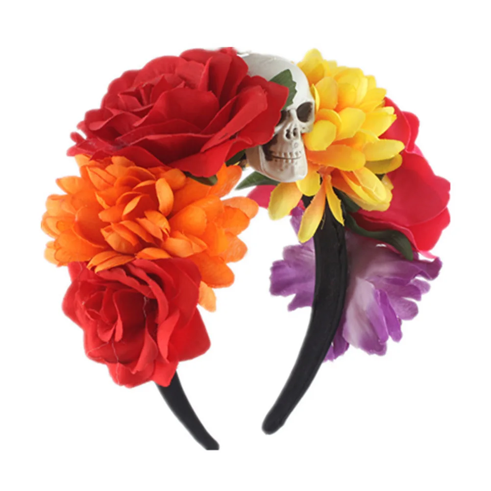 

1Pcs Artificial Rose Skull Headband Halloween Party Hair Hoop Cosplay Carnival Photo Prop Comfortable Headband