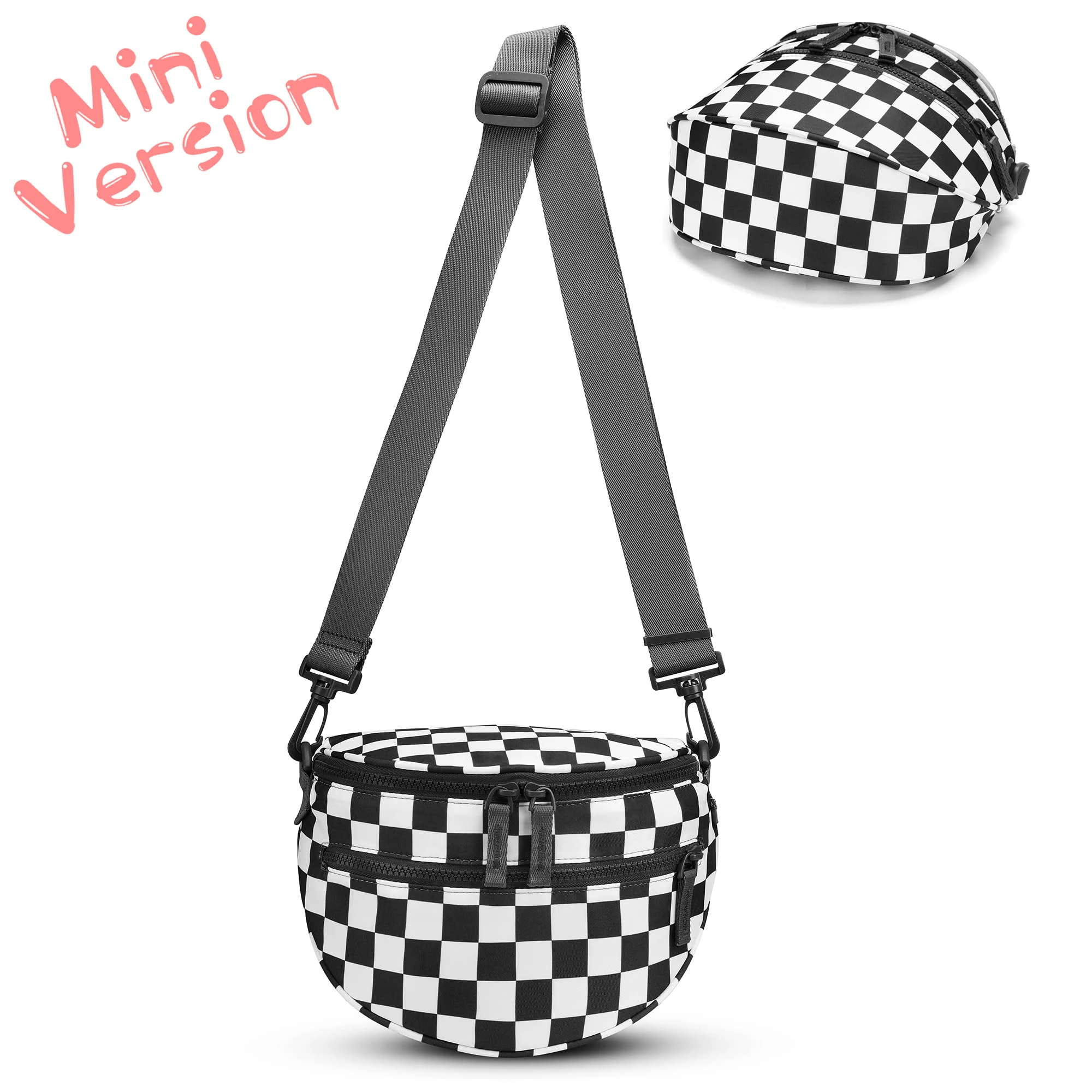 

Mini Version Black and White Checkered Crossbody Bag Bum Bag for Women,checkered fanny pack Handbags Wallets Small Belt Bag