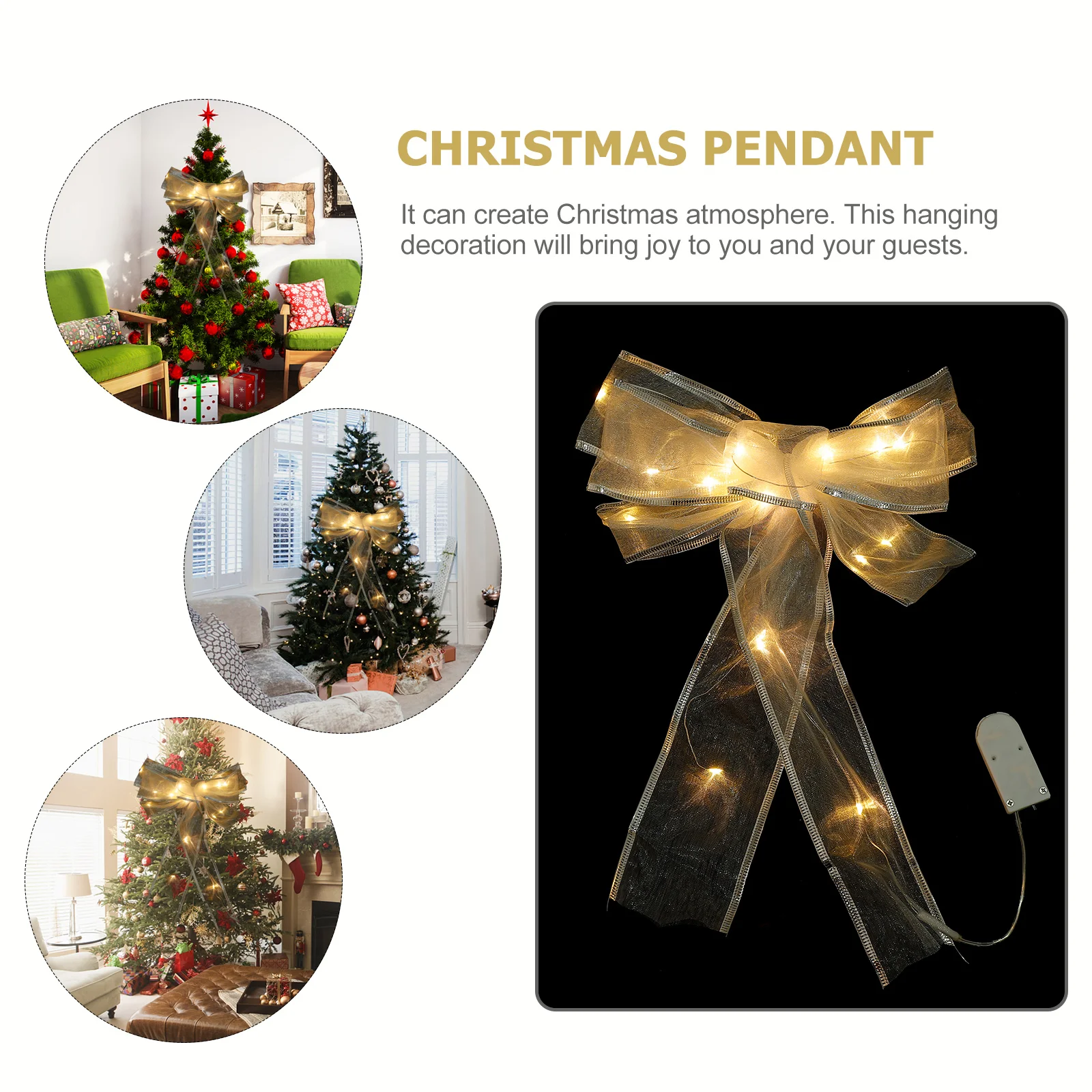 

Christmas Decorative Props Luminous Bowknot Hanging Pendant for Tree Wall Garden Party Shine Bow Christmas Tree Hanging nament