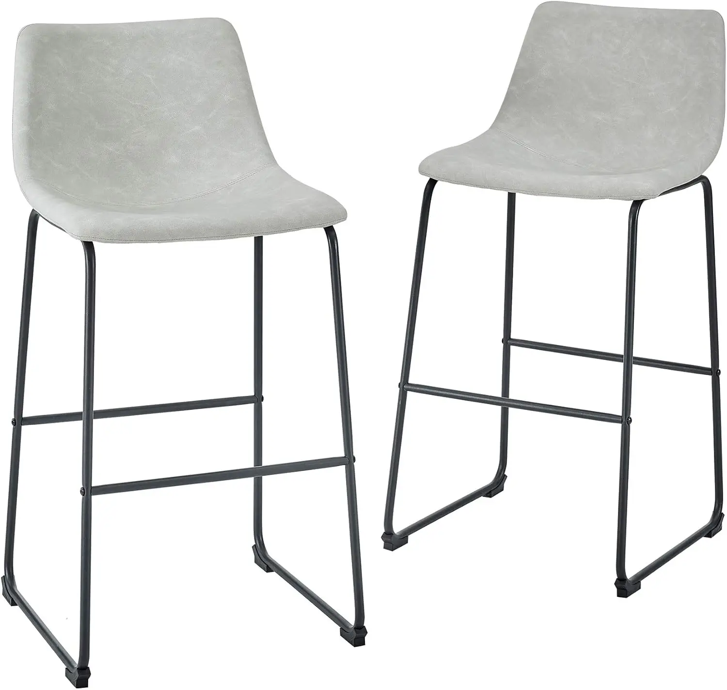 

Douglas Urban Industrial Faux Leather Armless Bar Chairs, Set Of 2, Grey