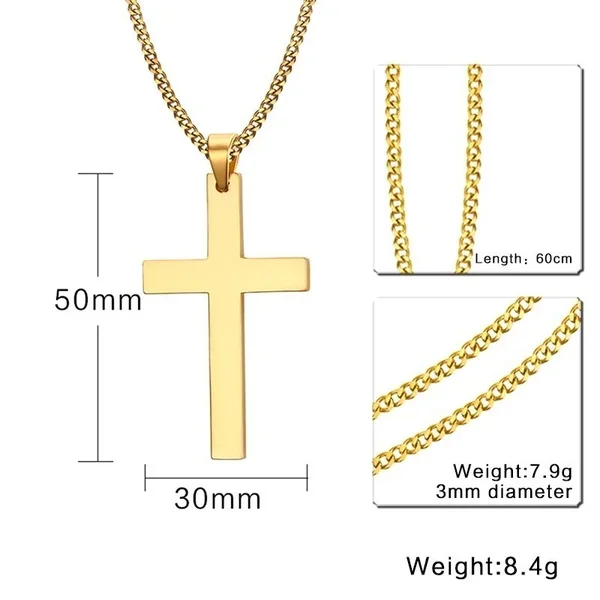 Vintage Cross Pendant Necklace Antique Gold Silver Color Cross Necklaces Men Women Fashion Choker Long Chain Jewelry Accessories