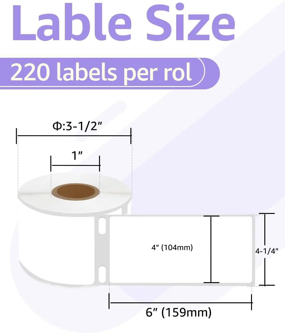 1 Roll Compatible with Dymo 1744907 A1744907 White Large 4