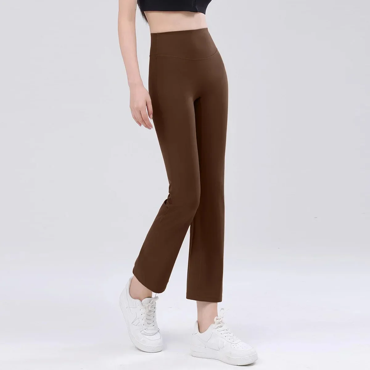 Nude High Waist Elastic Yoga Micro-flare Pants Leggings Gym Peach Lifting Hips Tight-fitting Outwear Pilates Waist Sculpting