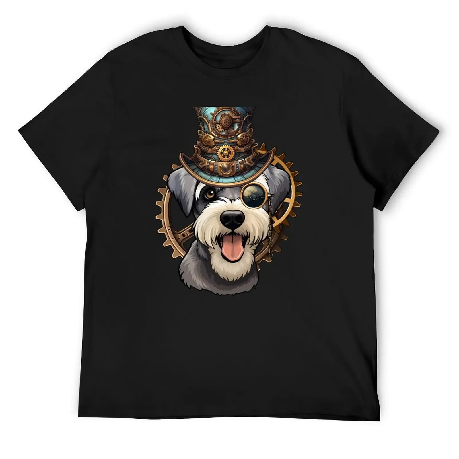 Victorian Steampunk Schnauzer T-Shirt plus size clothes blanks quick-drying workout shirts for men