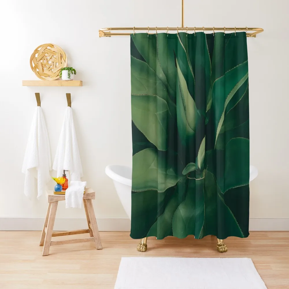 

Minimal Dark Green Aesthetic Botanical Leaves Shower Curtain Anti-Mold Waterproof Shower Bathroom Box In The Bathroom Curtain