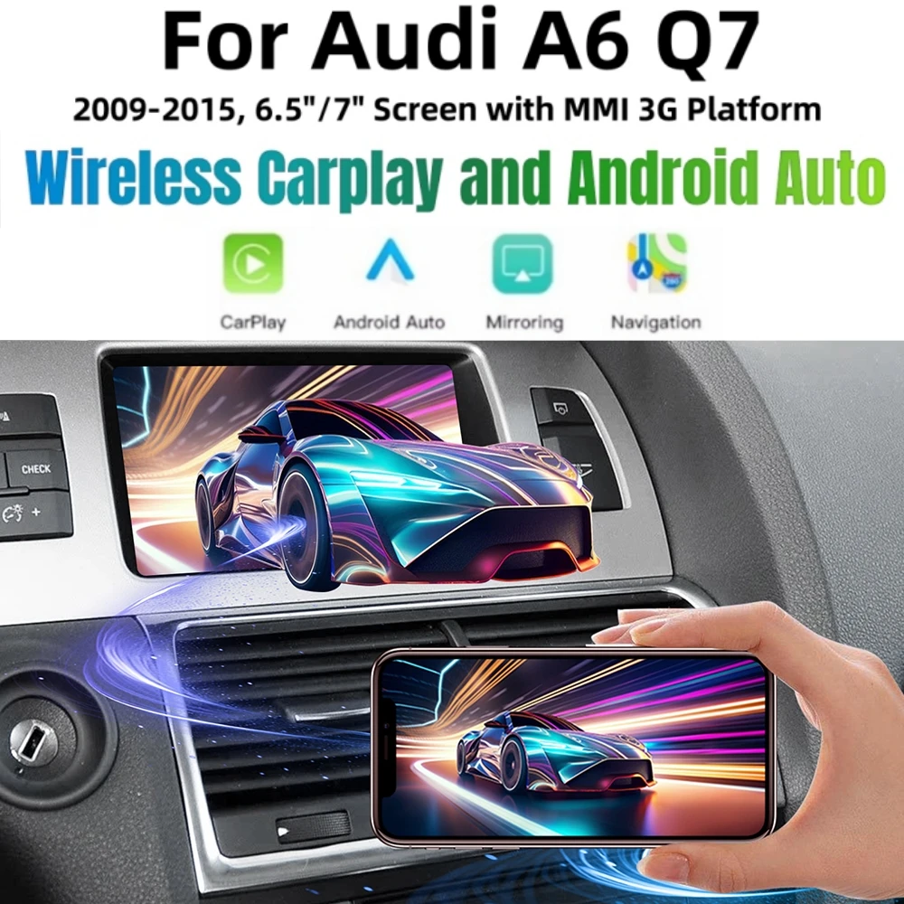 Image of ANYFAR Wireless Carplay Android Auto Modul für Audi A6 Q7 MirrorLink AirPlay Rückfahrkamera Multimedia Zubehör