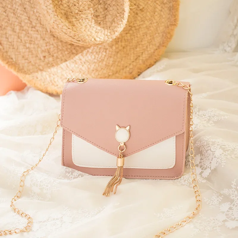 Bags for Women Luxury Designer Cover Tassel Chain Shoulder Small Square Bag Messenger Crossbody Bag Pearl Cat Bolsa Feminina2023