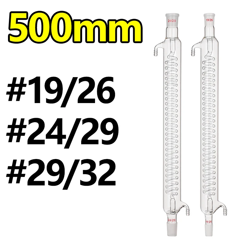 

Serpentine condenser tube distillation device 500mm standard port reflux glass condenser laboratory consumables
