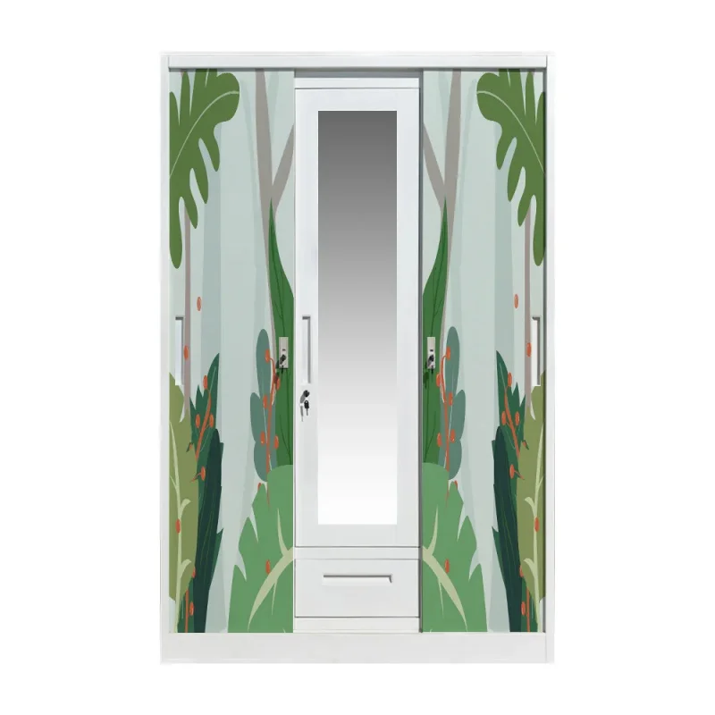 custom.Low Priced Steel Painting 3-Door Almirah Wardrobe Locker Iron KD Structure Hanging Feature Bedroom Dining or Workshop