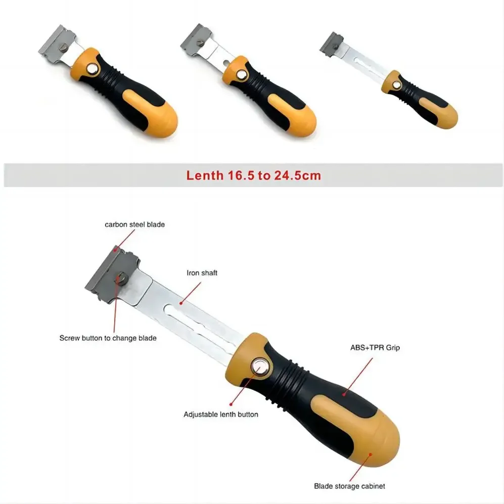 Outil de grattoir extensible à lame à bord unique, extension de la main, nettoyage fourni, gomme de ver, peinture, ruban adhésif, outils pour