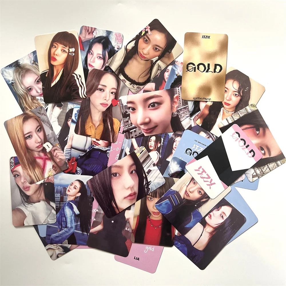 KPOP ITZY New Album GOLD Photocard Double Sides Printing Bright Film Korean Style Coated LOMO Card Fans Collection Postcard