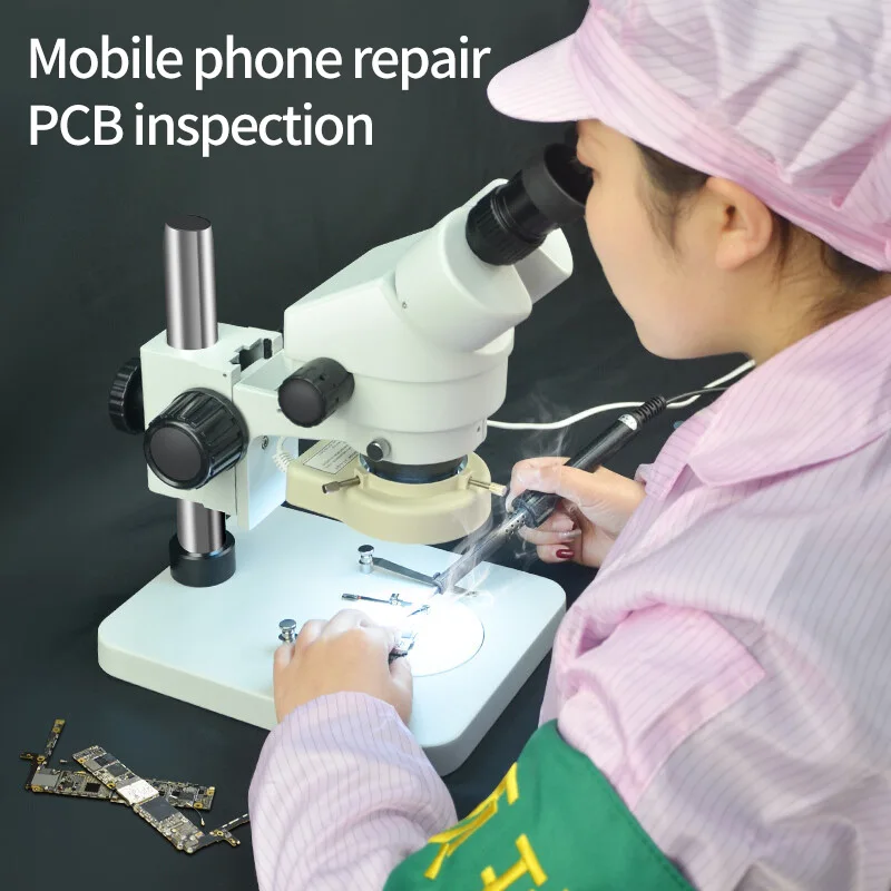 7X-180X Continuous Zoom Industrial LAB Binocular Stereo Microscope  with WF10X  WF20X Eyepiece For Phone PCB Soldering Repair