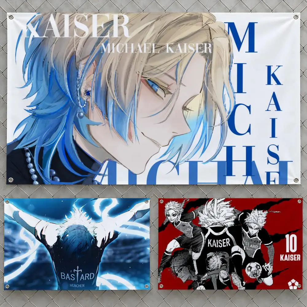 Anime Michael Kaiser Blue Lock Striker Flags Wall Hanging Flag Banners For Birthday Parties Outdoor Bedroom Dorm Room Decor