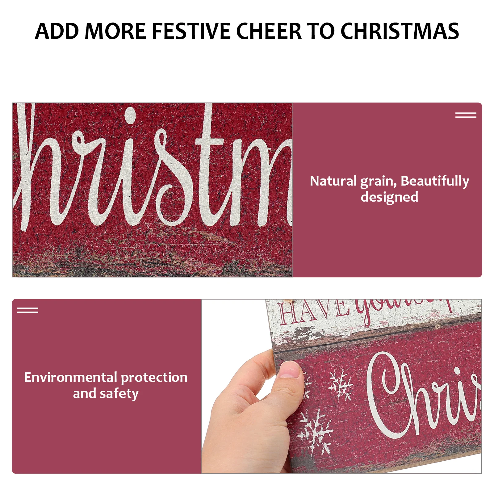 

Christmas Wood Door Plate Red Decorative Hanging Sign for Home Entryway Christmas Decor Xmas Festival Party Ornament