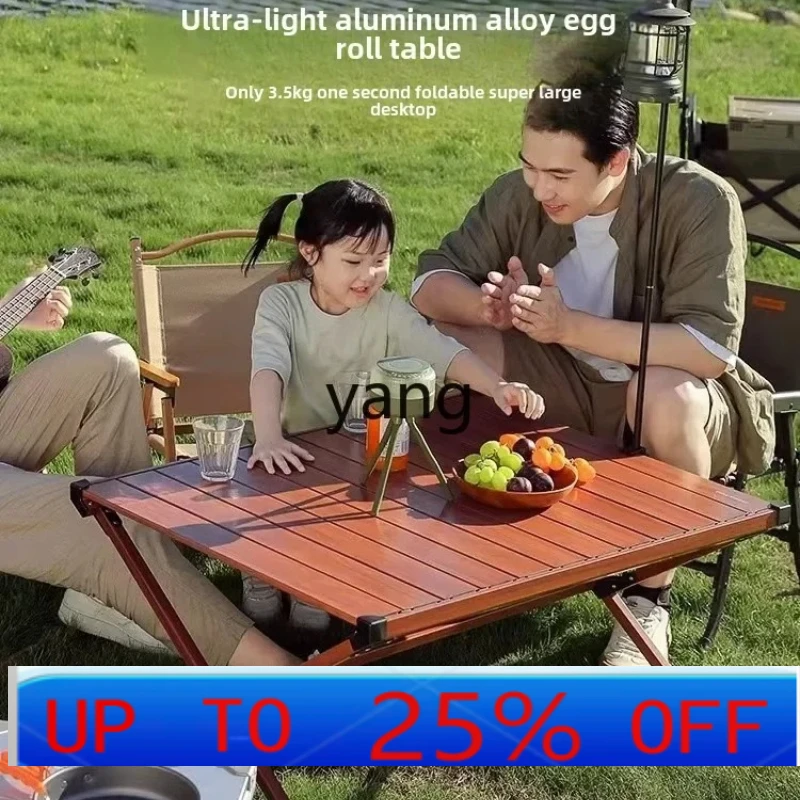 LH outdoor foldable table aluminum alloy egg roll table camp portable picnic table and chair set