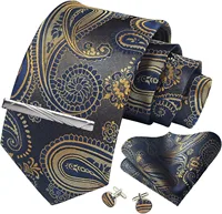 Mens Tie Set Silk Silver Paisley Floral Necktie and Pocket Square Cufflinks Tie Clip Classic Formal Ties for Men Wedding Party 5