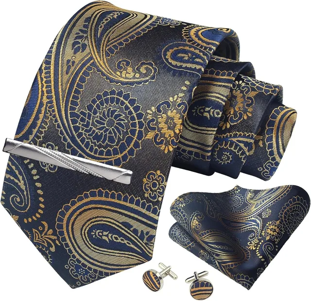 Mens Tie Set Silk Silver Paisley Floral Necktie and Pocket Square Cufflinks Tie Clip Classic Formal Ties for Men Wedding Party 5 Mens Tie Set Silk Silver Paisley Floral Necktie and Pocket Square Cufflinks Tie Clip Classic Formal Ties for Men Wedding Party 5