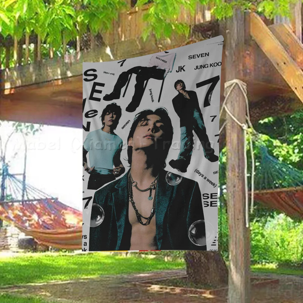 Jung Kook Poster KPOP Printed Large Flag Art Science Fiction Room Home Decor Decor Banner