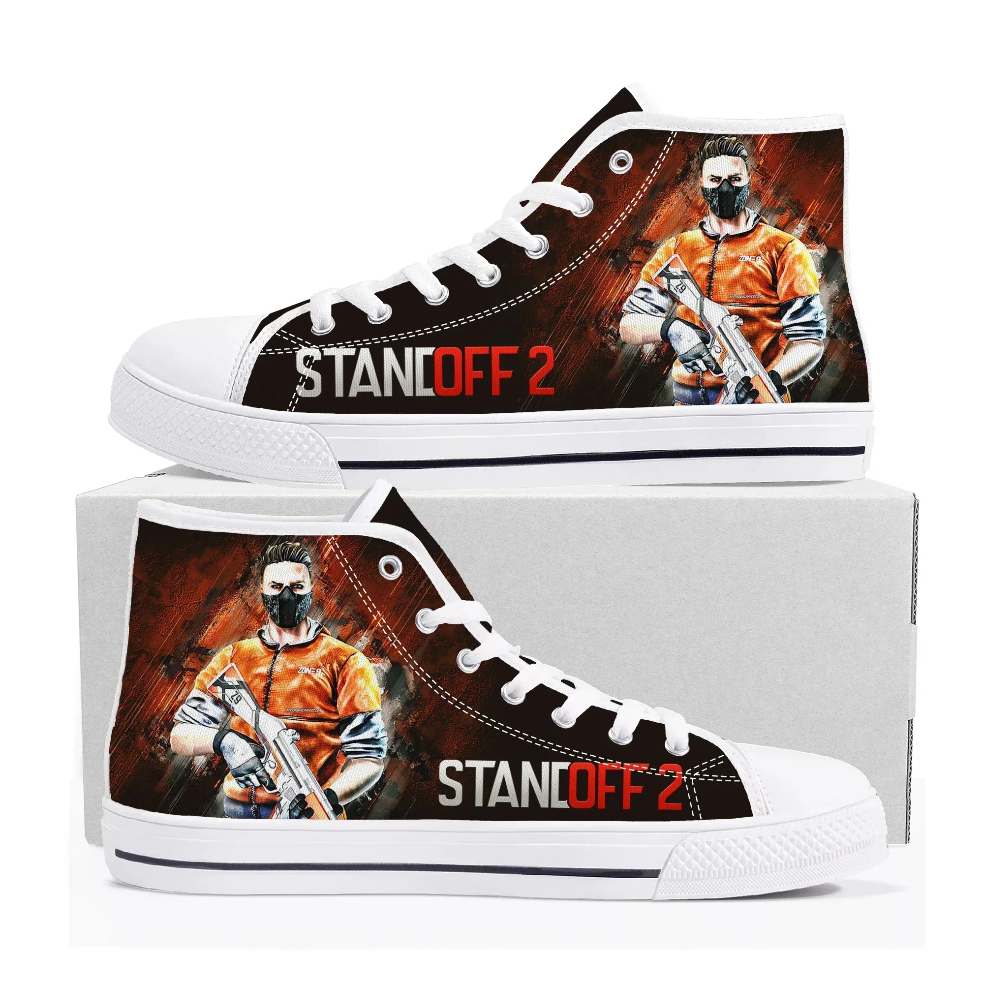 

Standoff 2 High Top Sneakers Hot Cartoon Game Mens Womens Teenager High Quality Fashion Canvas Shoes Casual Tailor Made Sneaker