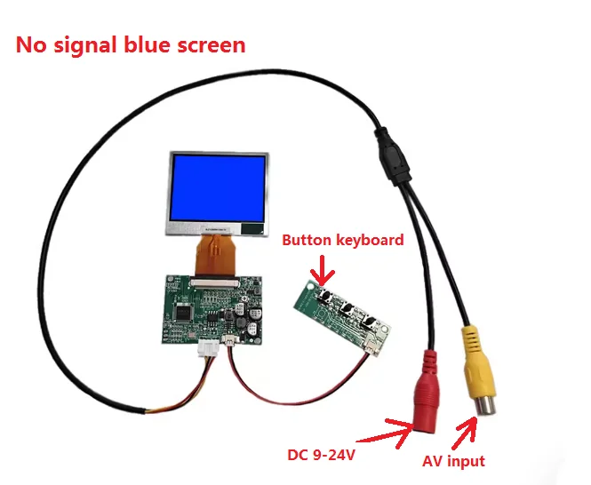2.4 inch TFT LCD Display A024CN02 4:3 480*234 NTSC/PAL AV RCA No Signal Blue Display for Drones vehicle screen CCTV