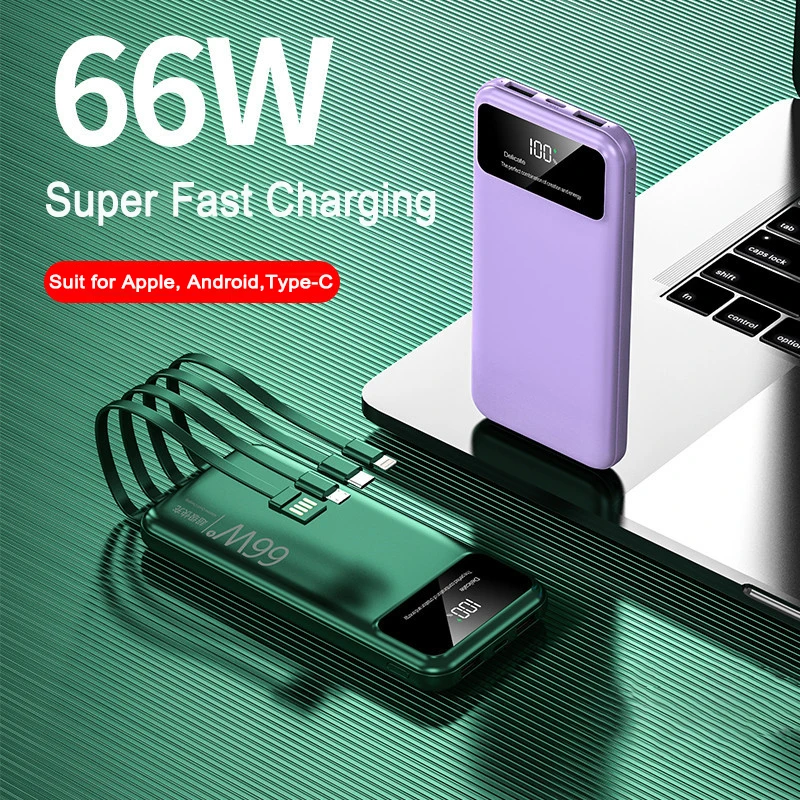 66W Fast Charging Portable Power Bank 30000mAh With Cable External Battery Charger for iPhone Huawei Xiaomi Samsung Poverbanks